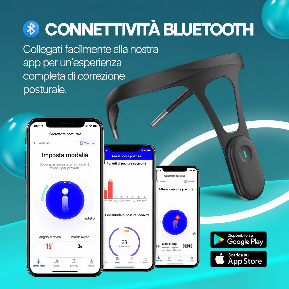 Correttore posturale vibrante intelligente