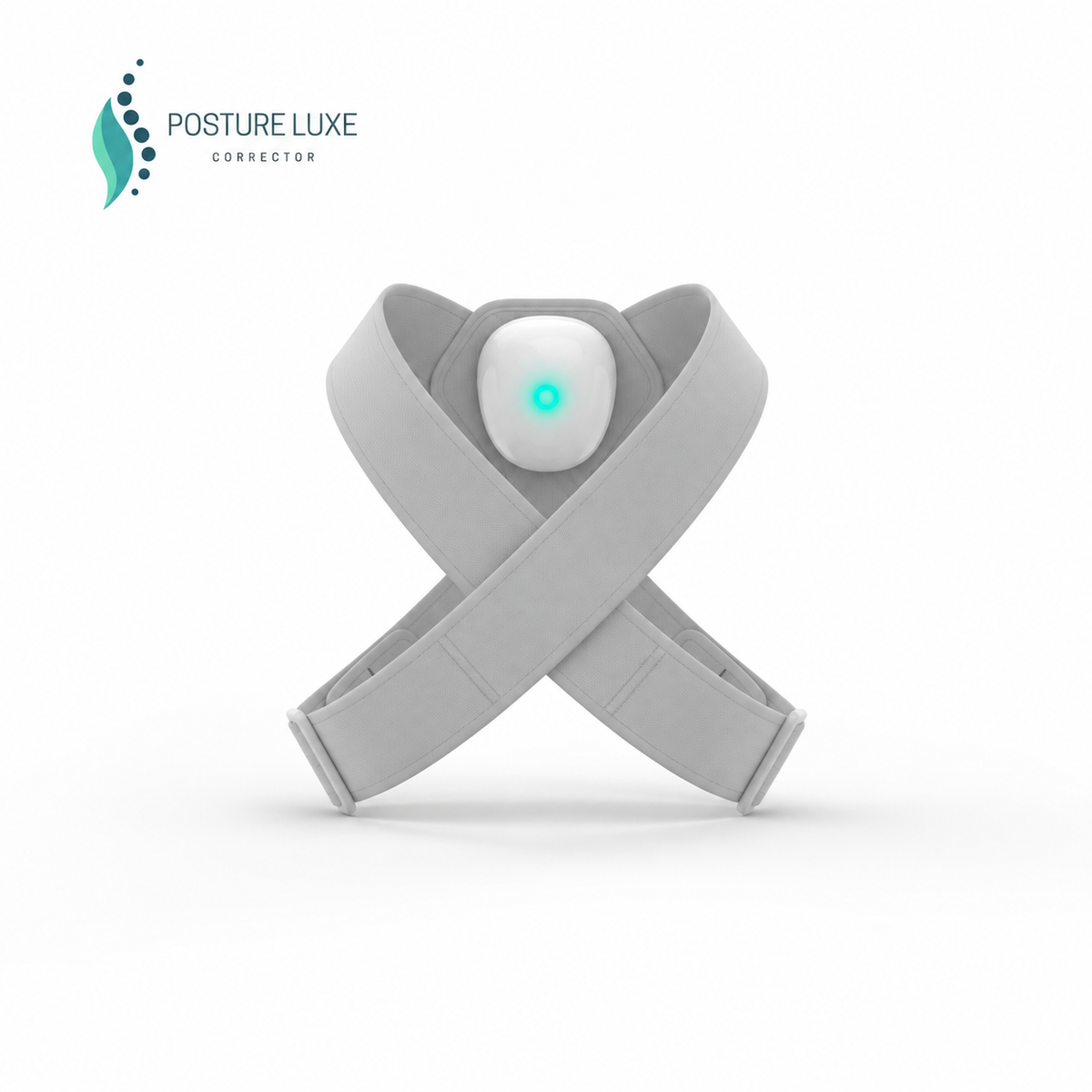 Correttore posturale grigio con logo PostureLuxe